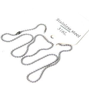 Ball Chain Necklace 316L Stainless Surgical Steel 16.75 inches Hypoallergenic
